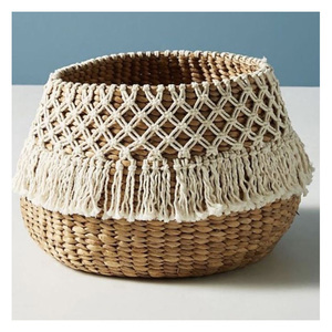 Premium Quality Seagrass Decorative <b>Basket</b> Unique Handwoven Design for Stylish Home, Kitchen & Dining <b>Table</b> Storage - Product Image 5