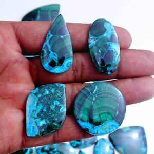 Belle pierre précieuse en vrac de malachite de chrysocolle naturelle tout mélange de forme et de taille pierre précieuse de cabochon de chrysocolle pour la fabrication de bijoux - Product Image 5