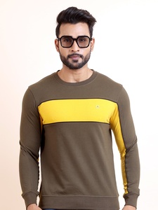 Sudadera de manga larga de corte y costura de punto de bucle Premium para hombre, ropa informal de oliva suave, elegante y cómoda para invierno - Product Image 2
