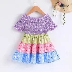 Dress For Kids Children 3-7 Years Old Baby Clothing Short Sleeve Summer New Cute Flower Girls' Dresses