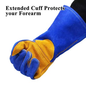 Hot Sale 16 inches Safety Premium Quality Welding Gloves Heat Resistant BBQ Gloves Cowhide <b>Split</b> Leather Working Welder Gloves - Product Image 4