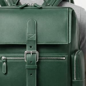 Retro Style Genuine Leather Backpack Flap Closure Casual School and Office Bag - Product Image 3