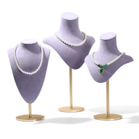Présentoir à Bijoux WEIMEI Haut de Gamme en Métal et Microfibre, Buste de Collier et Mannequin de Présentation
