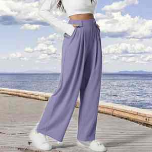 Pantalon de survêtement large en dentelle douce pour femmes, hiver, molleton confortable, taille haute, décontracté, élégant, bas de détente pour tous les jours - Product Image 4