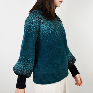 Suéter de Mohair de Algodón para Mujer, de Alta Calidad, Diseño OEM, Ropa de Moda, Mangas Largas, Suéter de Mohair a Rayas para Mujer - Product Image 3