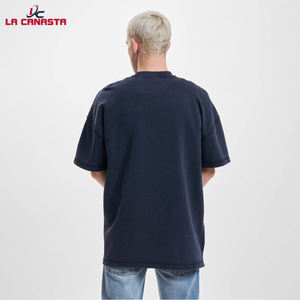 Camisetas de algodón tejidas con gofres en blanco estilo boxy de gran tamaño para hombre, de manga corta Camiseta de punto Formal, ajuste holgado liso - Product Image 3