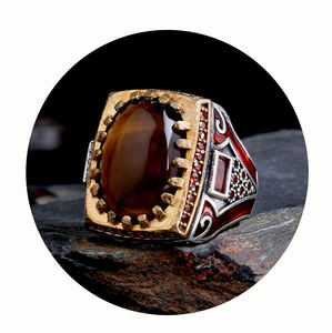 แหวนผู้ชายคุณภาพสูงจากตุรกี แหวนเงินแท้ 925 ประดับด้วยหินธรรมชาติ ขายส่งเครื่องประดับจากตุรกี - Product Image 2