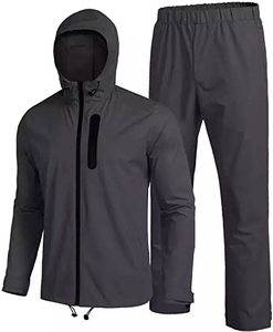 Vente en gros de manteau et pantalon de pluie pour adultes imperméable à l'eau/manteau de pluie avec pantalon col rabattu survêtement de pluie - Product Image 4