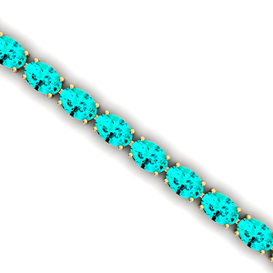 Bracelet chaîne tennis en or 14K et 18K avec pierre précieuse tourmaline Paraiba de laboratoire taille ovale, nouveau bijou fin personnalisé, serti à griffes, design infini - Product Image 2