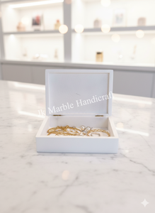 Boîte à bijoux moderne en marbre blanc incrusté, motif floral bleu, faite à la main, meilleur prix de gros pour les filles, décoration d'intérieur, excellent organisateur - Product Image 3