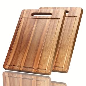 Planche à découper portable en bois d'acacia avec gouttière à jus, planche à fromage pour la cuisine, la maison ou l'extérieur, taille personnalisée et prix bas - Product Image 5