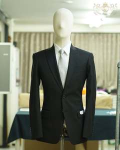 ชุดสูทธุรกิจเข้ารูปแขนยาวสำหรับผู้ชายผ้าทอกระดุมแถวเดียวระบายอากาศคอวี - Product Image 2