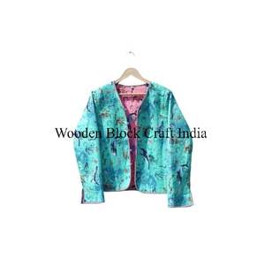 Chaqueta Reversible Floral de Patchwork Kantha Indio, Acolchada de Algodón Transpirable, Ecológica y Hecha a Mano, para Otoño e Invierno, para Mujer - Product Image 1