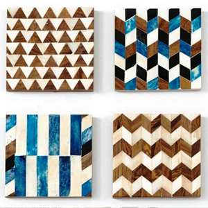 Ensemble de sous-verres personnalisés en résine de marbre en bois zigzag en bois avec couleur naturelle et personnalisée fabriqué en Inde - Product Image 4