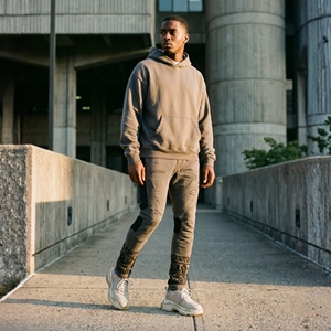 Custom Y2K Drip Men Techwear Pants Midweight <b>Velour</b> Embroidered Eco-Friendly Panel Patchwork Ripped Distressed <b>Trousers</b> - Product Image 2