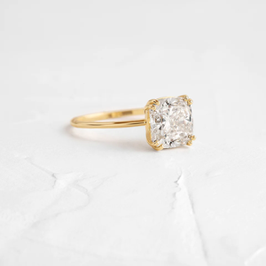 Anillo de Boda Clásico de Oro Amarillo de 18K con Moissanita Incolora de Corte Cojín de 2.00CT con Certificación GRA, Joyería de Moda - Product Image 2