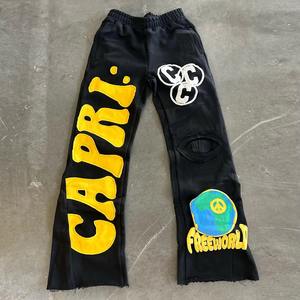 Pantalones Deportivos de Algodón 100% Grueso con Bordado Desgastado y Estampado en el Dobladillo, Estilo Hip Hop Urbano para Hombre - Product Image 4