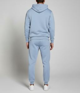 Ensemble de survêtement décontracté pour homme en coton/polyester, avec logo, coupe unie, effet délavé, avec capuche et pantalon de jogging en molleton respirant pour la gym - Product Image 2