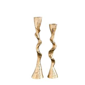 Ensemble de 2 bougeoirs en fer finition laiton antique en gros, bougeoirs décoratifs modernes en métal pour la décoration de la maison, support à bougies - Product Image 5