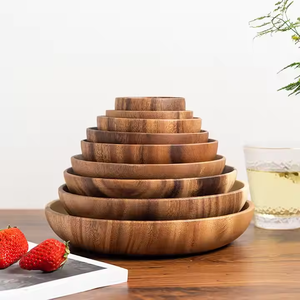 Assiette en bois japonaise vintage faite à la main pour restaurants plat à dessert en verre personnalisé pour usage domestique pour les collations aux fruits par l'artisanat en croissant - Product Image 1