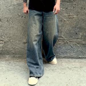 กางเกงยีนส์ทรงหลวมสไตล์วินเทจสีน้ำเงินลำลองสำหรับผู้ชาย แฟชั่นไฮสตรีท ใส่สบาย - Product Image 4