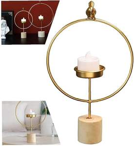 Candelabros Redondos de Metal Dorado Mate, Lujosos y Únicos, Hechos a Mano, para Decoración del Hogar, Bodas y Navidad - Product Image 3