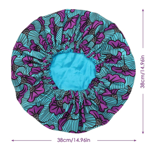 Venta al por mayor logotipo personalizado mujeres banda elástica ancha brillante seda satén noche dormir quimio pelo gorro gorra por Raw to Fine - Product Image 3