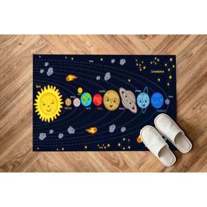 Galactic Solar System Rug: Educational Space Theme, Kids <b>Playroom</b>,With Pile Soft Rug - Product Image 1