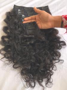 100% temple indien brut non transformé donneur unique (200 grammes) 7 ensemble de clips bouclés bruts dans l'extension de cheveux humains qualité supérieure lisse - Product Image 3