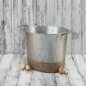 Trending Metal Galvanized Oval Ice <b>Bucket</b> with Rope Handle <b>Drink</b> Chiller for Events Parties Wedding Celebrations - Product Image 5