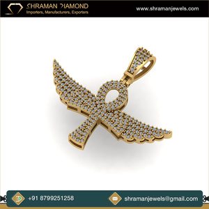 Or blanc massif 10 carats ailes de jésus glacées Ankh croix laboratoire cultivé diamant Hip Hop pendentif religieux bijoux fins colliers idées cadeaux - Product Image 4