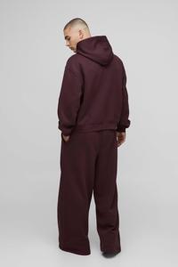 High Quality Custom Maroon <b>Oversized</b> Boxy Homme Debossed Hooded & <b>Jogger</b> With Pocket 2 Piece Set Streetwear Tracksuit for Men - Product Image 2