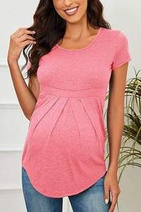 T-shirt d'allaitement pour femmes enceintes, col rond, manches courtes, pour l'été – Nouveauté promotionnelle - Product Image 2
