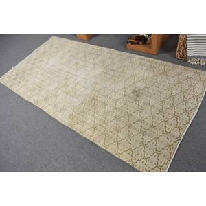 Alfombra de lana beige moderna de 3,8x7,9 pies tejido plano turco con diseño de retazos para decoraciones de sala de estar para adolescentes - Product Image 4