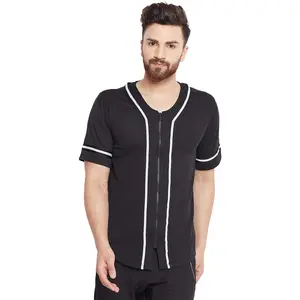Black Baseball Jersey For Boys Zipper Closure Lose Fit Stylish Custom Style Polyester Sports Wear Softball Shirts