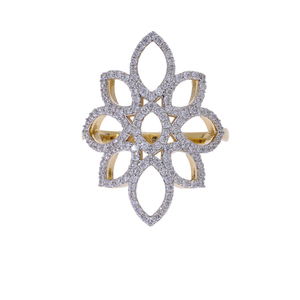 Anillo de Compromiso y Boda Clásico para Mujer, en Oro Amarillo de 14K con Baño de Rodio, Diamantes Naturales de Corte Brillante Redondo y Engaste Pavé - Product Image 1