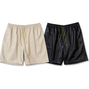 Shorts décontractés vintage en tricot pour hommes, avec cordon de serrage, taille élastique, poches, style streetwear, respirants, personnalisables, vente en gros - Product Image 5