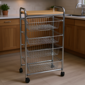 รถเข็นอาหารโครเมียม ELEGANCE 4 สำหรับโซลูชั่นจัดเก็บครัว Artex - Product Image 3