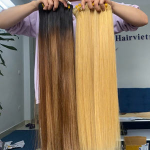 Cheveux lisses blonds naturels attrayants de l'usine du Vietnam différentes longueurs Double trame de machine Cheveux humains chinois - Product Image 1