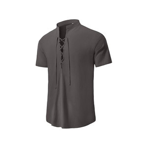 Chemise en lin avec lacets classiques sur le devant Idéal pour les reconstitutions et une tenue décontractée Confortable - Product Image 1