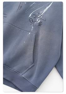 2025 à la mode marque sweat à capuche ample peint à la main Style de rue Couple tenue 100% coton plaine teint saison hiver quantité minimale de commande 2 pièces - Product Image 4