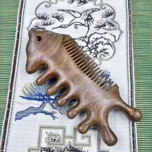 Peine de Masaje de Madera Natural Hecho a Mano, Antiestático, de Dientes Anchos, Herramienta de Masaje para el Cuero Cabelludo para el Cuidado del Cabello Saludable - Product Image 2