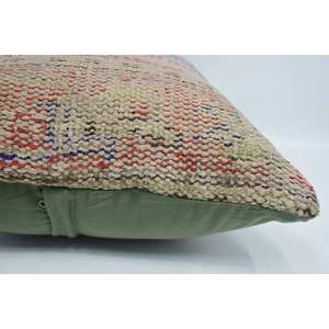 Premium Beige Kantha Patchwork Laine Oreiller 16x24 Pouces De Luxe Vintage Tissé Motif Portable Literie Fluffy Carré Anneau Caractéristiques - Product Image 5