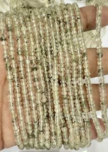 Cuentas Redondas Facetadas de Cuarzo Rutilado Verde Natural, Piedras Preciosas Sueltas, Tamaño 4 mm, Hilo de 14 Pulgadas, Cuentas de Cuarzo Rutilado - Product Image 4