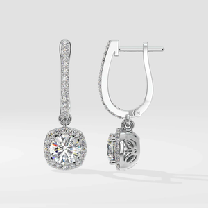 0.75 carats chacun Total 1.5 carats forme ronde laboratoire cultivé diamant boucle d'oreille 14K or jaune laboratoire cultivé diamant boucles d'oreilles cerceaux - Product Image 1