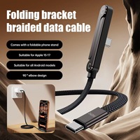Câble tressé en nylon 240W 5A avec support de téléphone, boîte couleur, transfert de données, chargeur rapide pour ordinateur portable, multi-angles pour iPhone 17 et joueurs