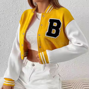 Veste courte de style Letterman pour femme, vêtements d'extérieur, faible MOQ, logo personnalisé, vêtements tendance. - Product Image 6