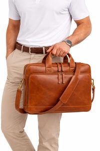 Genuine Leather Unisex <b>Messenger</b> Laptop Shoulder Office <b>Bag</b> - Product Image 2