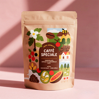 Sachet biodégradable refermable avec valve, pochette autoportante mate pour café