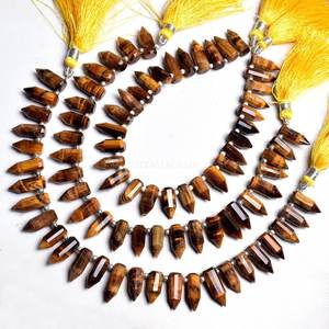 Perles de pierres précieuses naturelles en forme d'oeil de tigre, brin de 8 pouces de long avec forme fantaisie, taille 6x14mm pour fournitures de fabrication de bijoux - Product Image 2